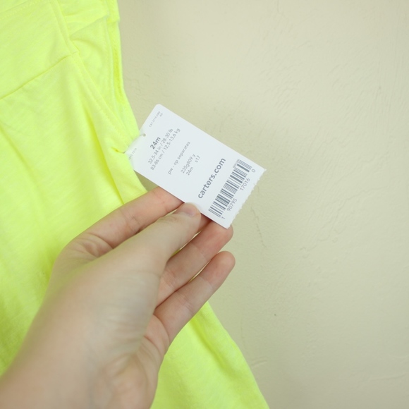 Carter’s Neon Yellow Ruffle Blouse Scoop Neck 12M - Picture 5 of 8